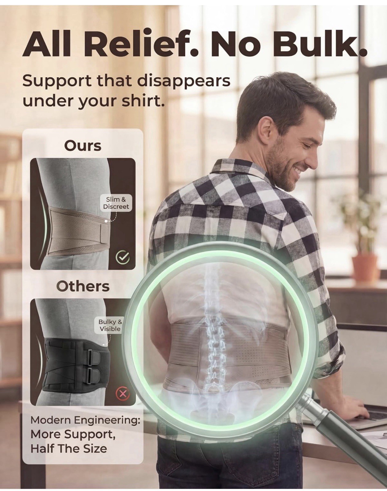 🔥 NEW Sparthos Adjustable Back Support Brace Size LARGE for Men and Women 🔥