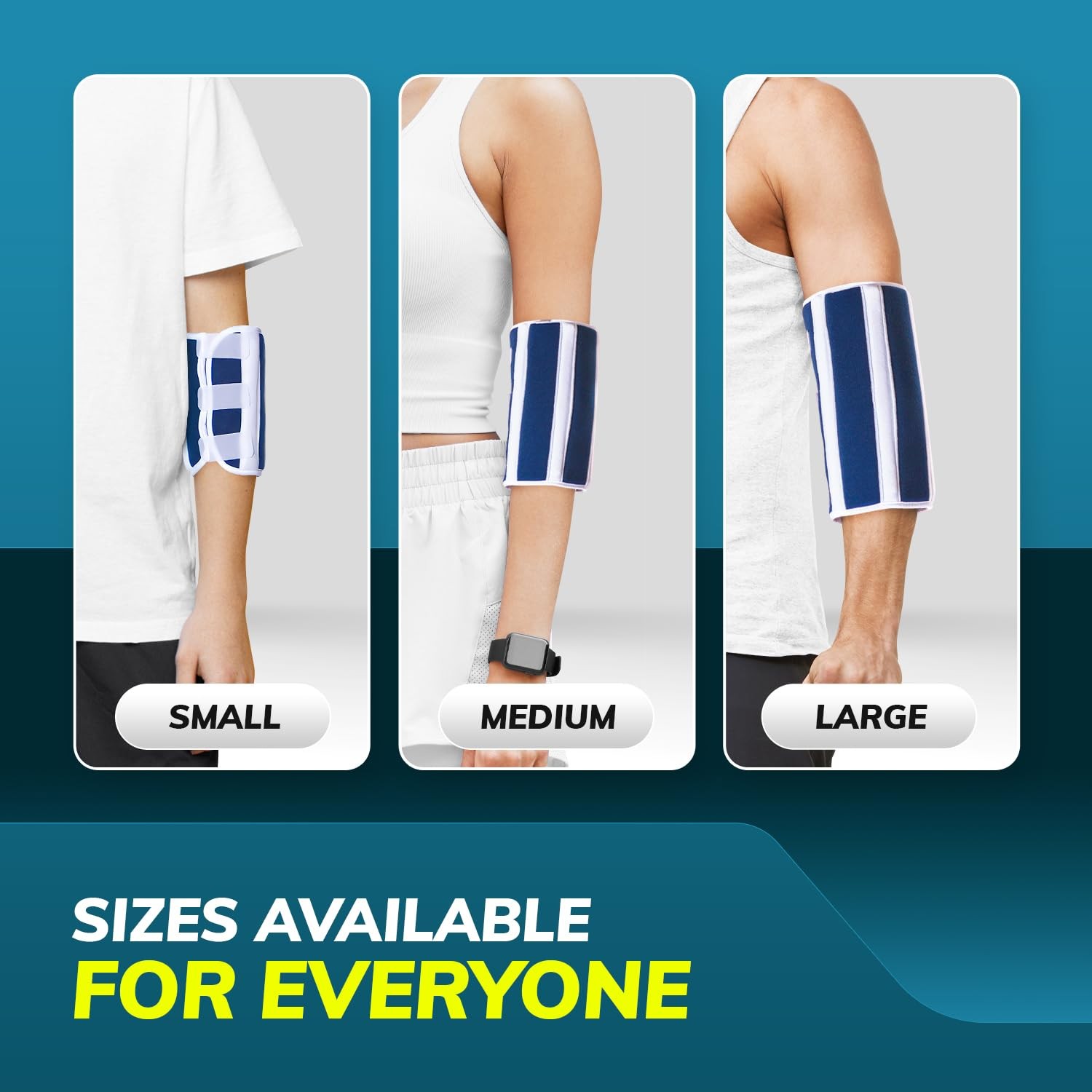 BraceAbility Elbow Stabilizer Brace | Immobilizer Splint & Large, Blue