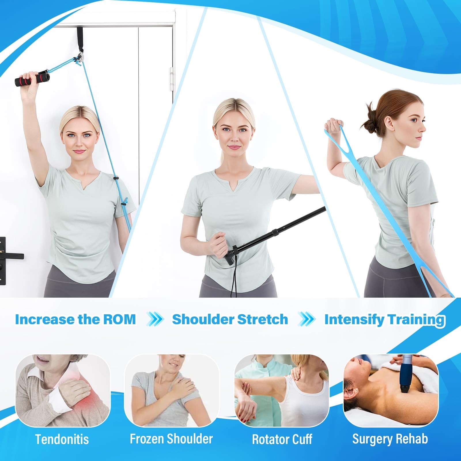 Shoulder Rehab Therapy Kit – Pulley, Wand & Resistance Band for Home Recovery