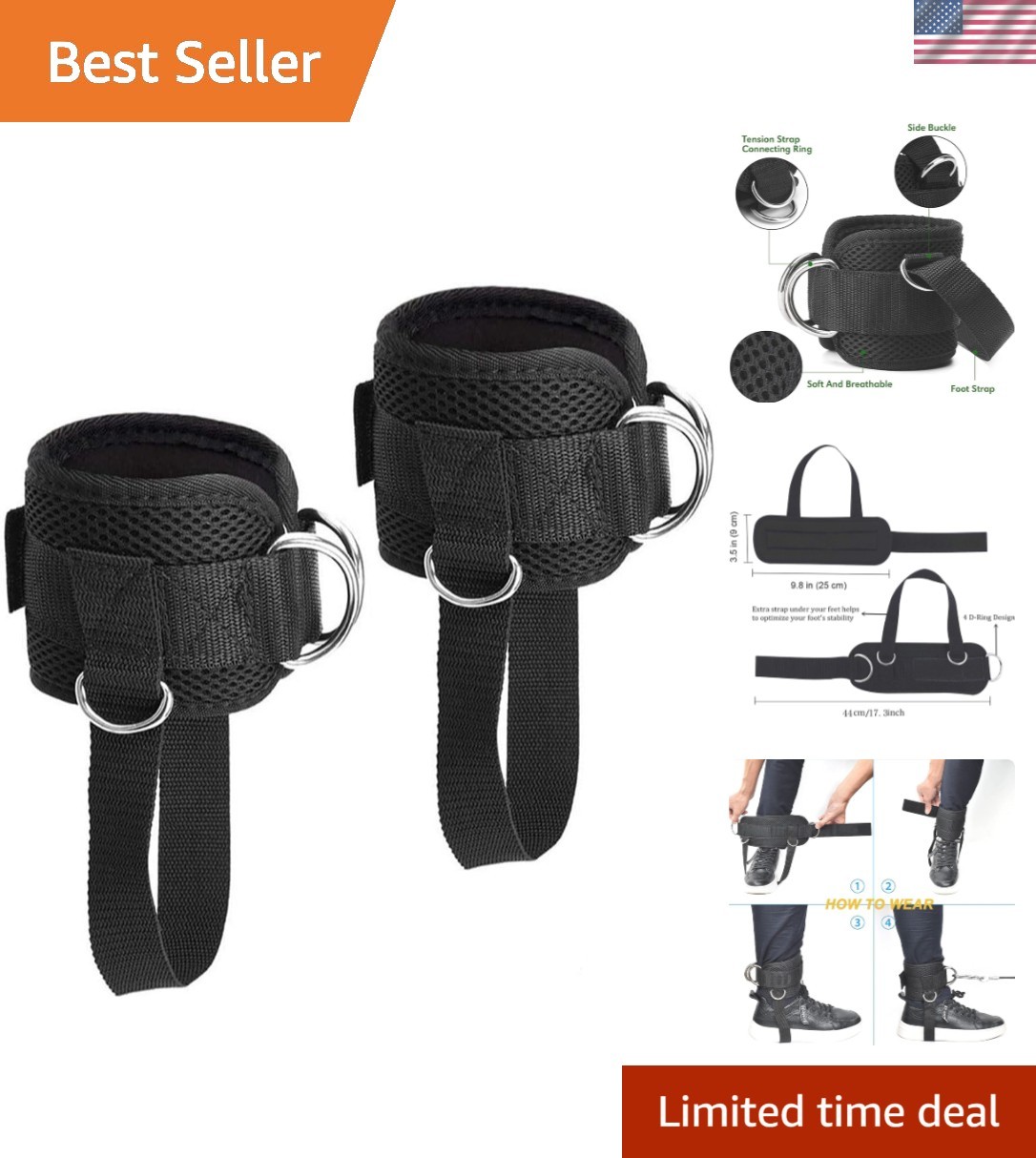 Lightweight Ankle Protectors with D-Ring Attachments – Enhance Workout Stability