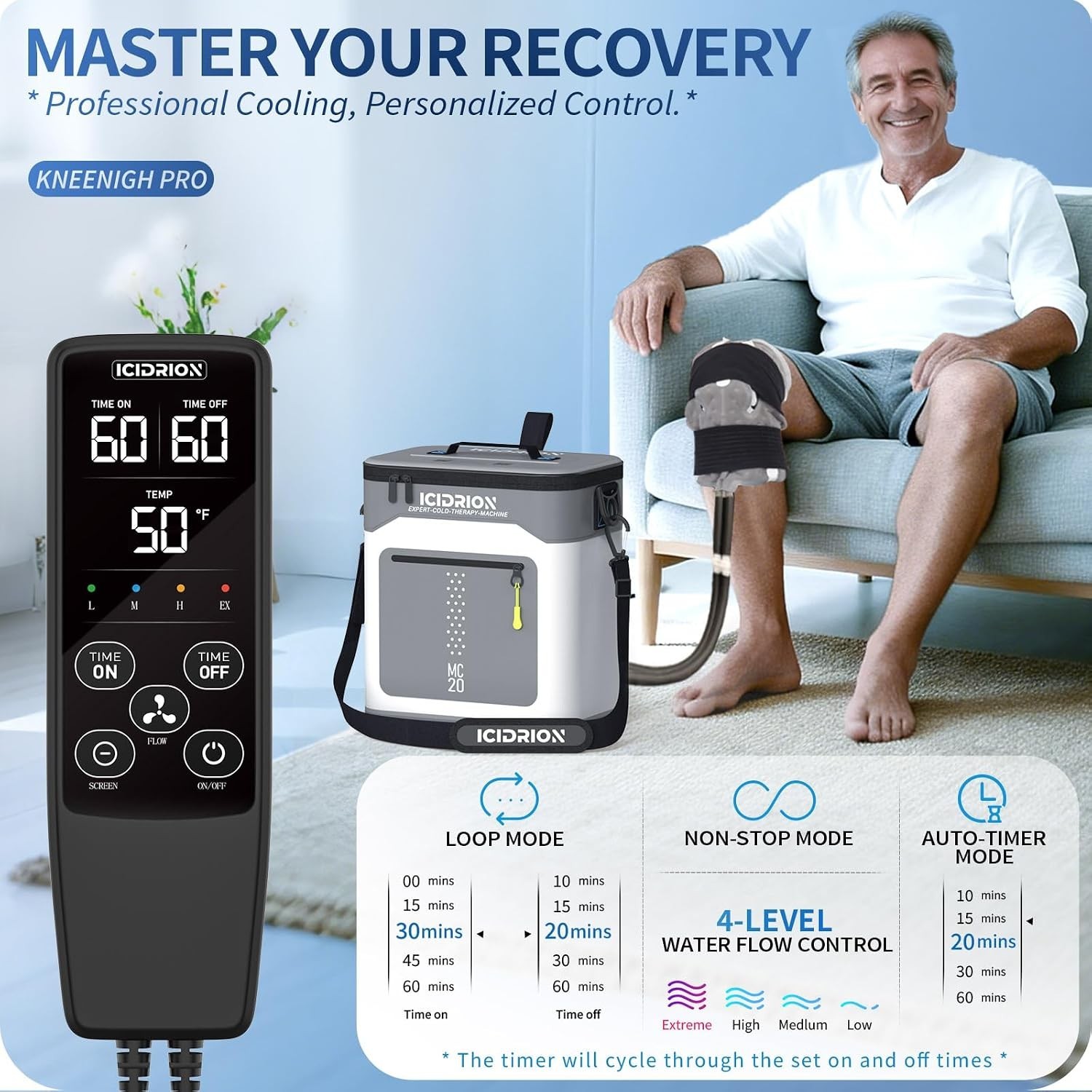 Knee Cold Therapy Machine 12Qt Programmable Ice System Icidrion Mc20