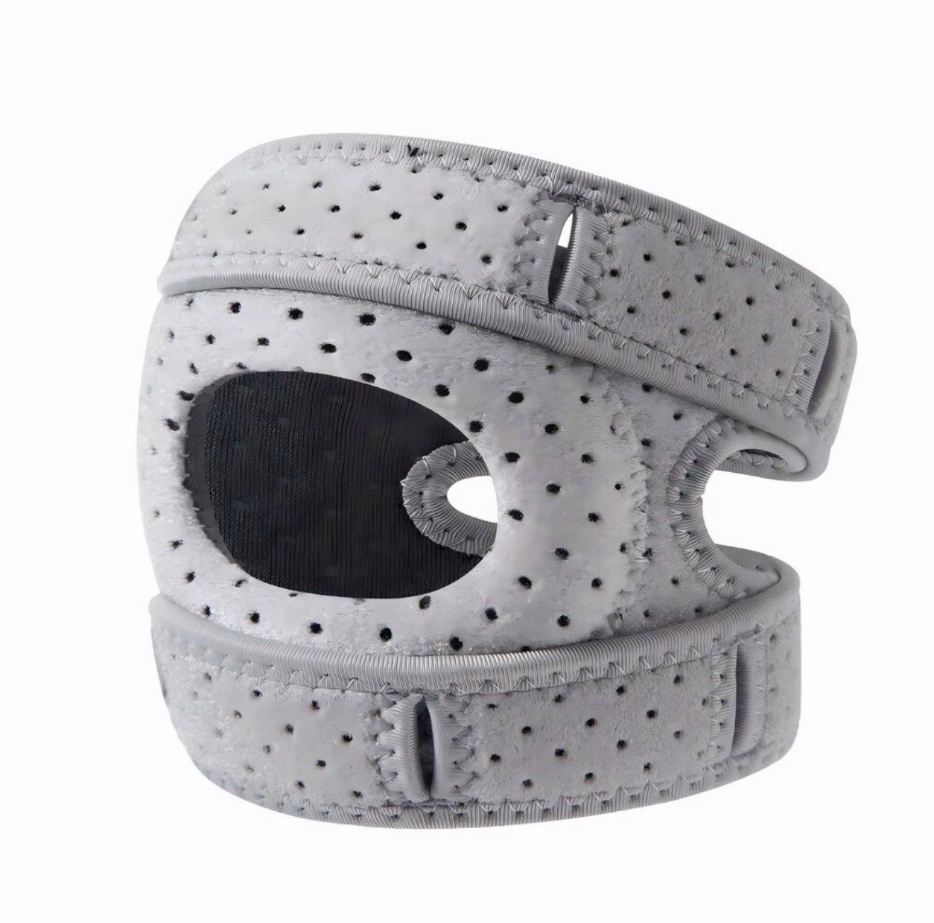 Adjustable Knee Brace Silicone Support, S/M L, Breathable, Black Gray