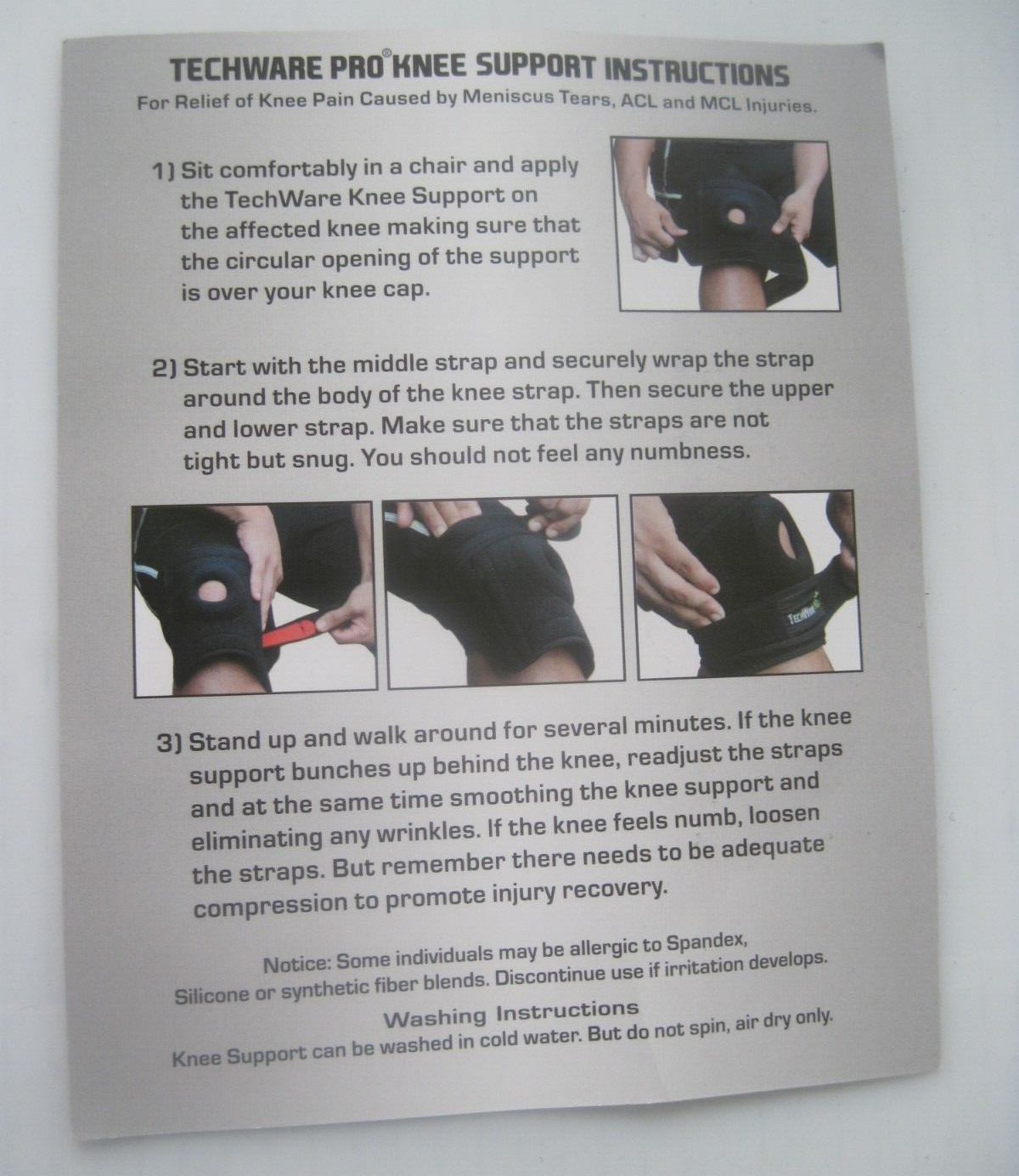 TechWare Pro Knee Brace Support Knee Brace for Knee Pain Size Large New