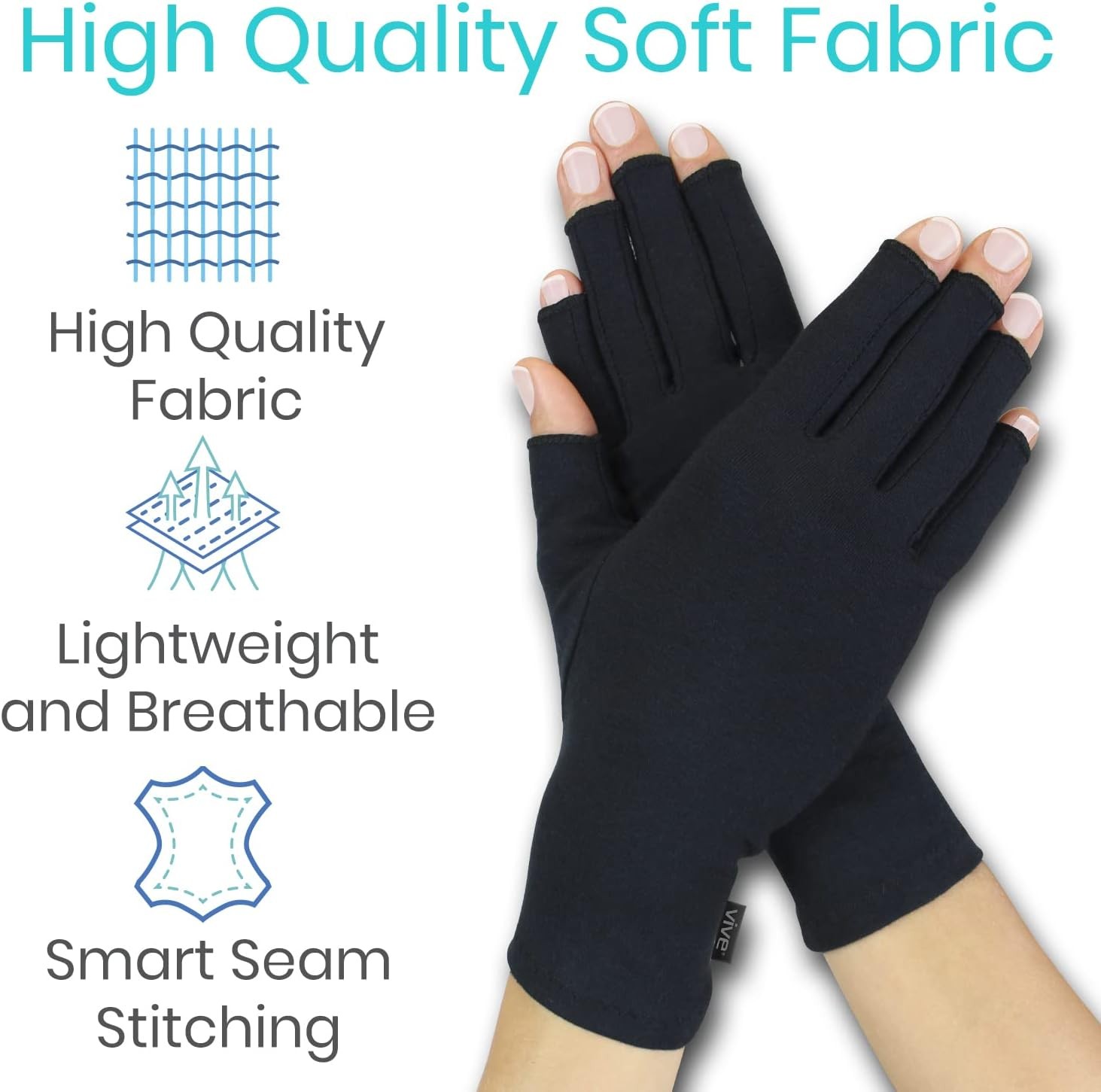 Rheumatoid Arthritis Gloves Fingerless Compression Wrap for Men & Women Black S