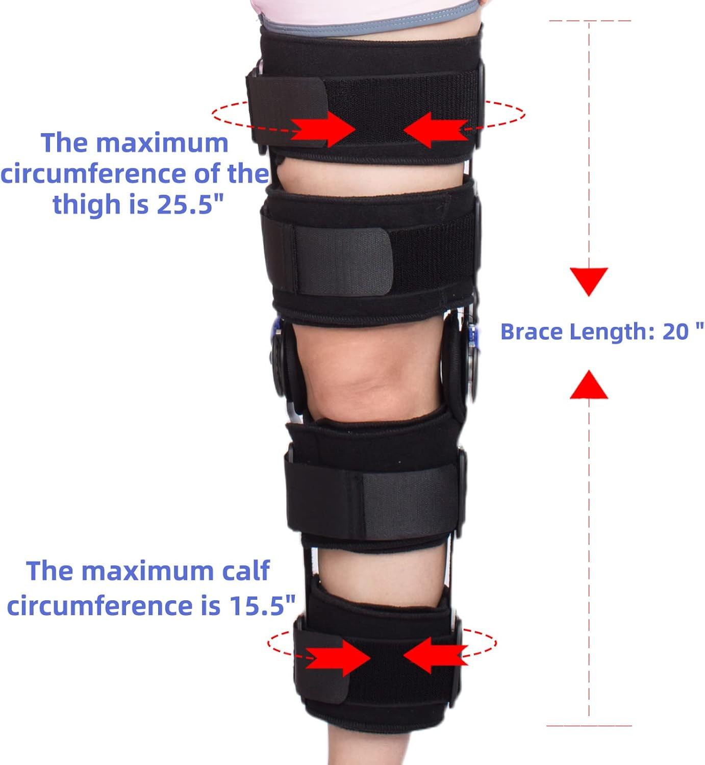 Hinged ROM Knee Brace Post Op Knee Brace Adjustable Knee Immobilizer Support wit