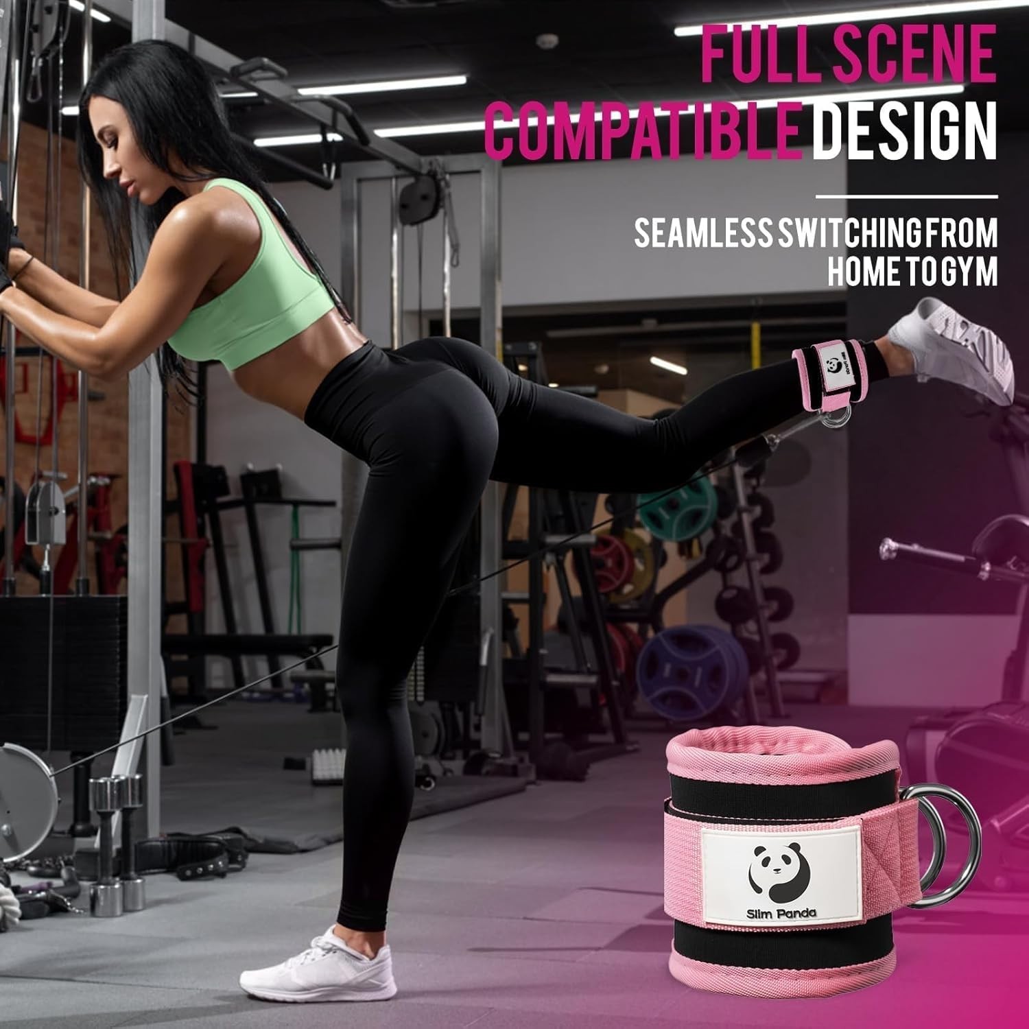 Comfortable Neoprene Ankle Strap for Kickbacks and Leg Extensions – Pink