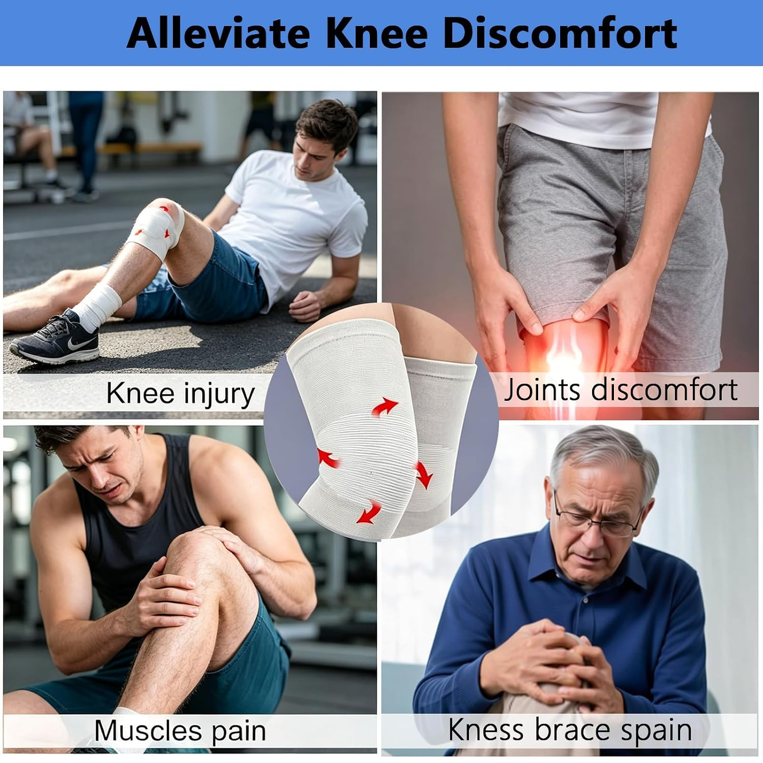 One Compression Knee Sleeves, Knee Brace for Women Men Knee Pain, Elastic Compre
