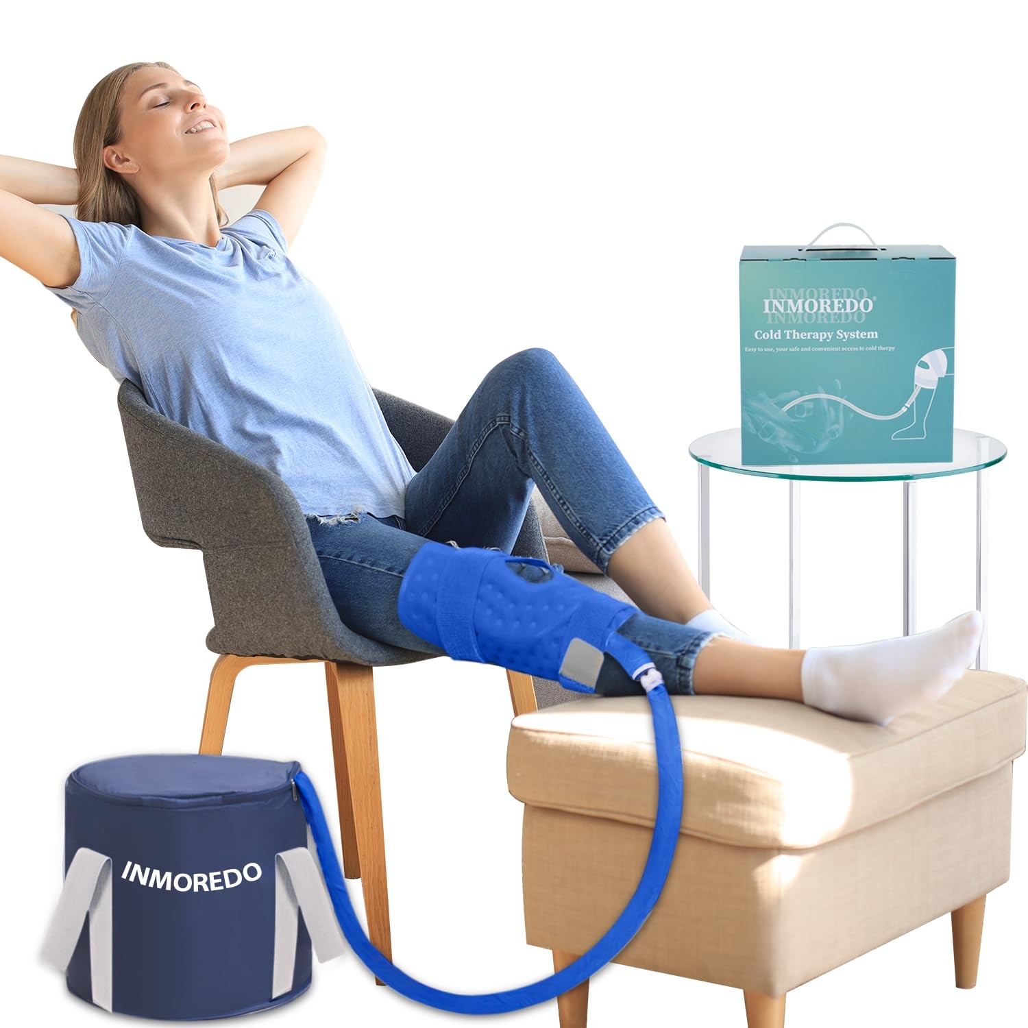 Inmoredo Cold Therapy Machine, Ice Machine for Knee After One Size, Blue