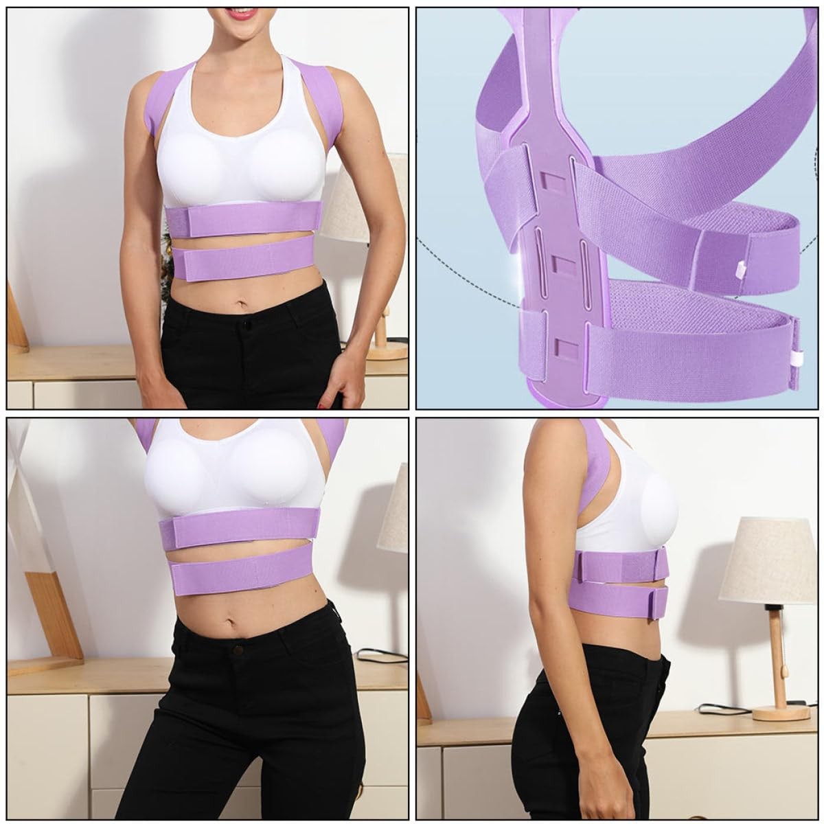 Milisten Back Posture Corrector Adjustable Straightener 42x48cm, Purple