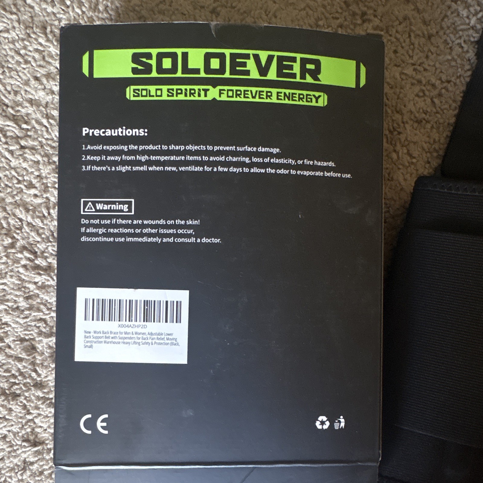 SOLOEVER Professional Back Support Brace w/ Suspenders Adjustable Neoprene S