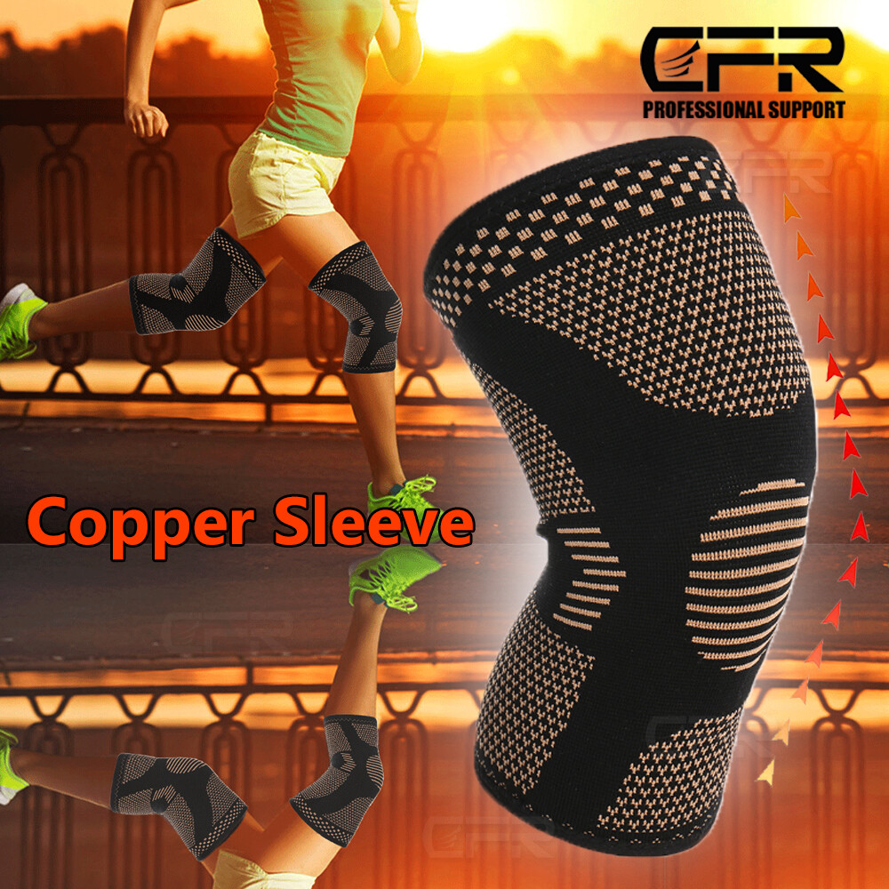 Copper Knee Brace Sleeve Patella Support Sports Gym Arthritis Tendon Joint Pain