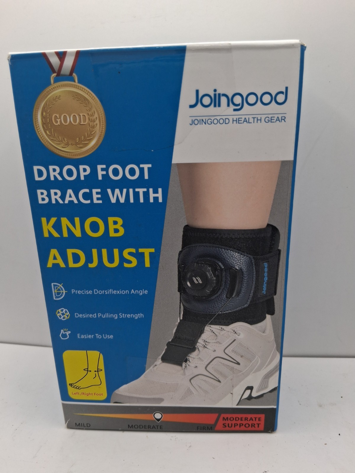 Joingood AFO Drop Foot Brace L/XL Knob Adjust Dorsiflexion Orthotic Left/Right