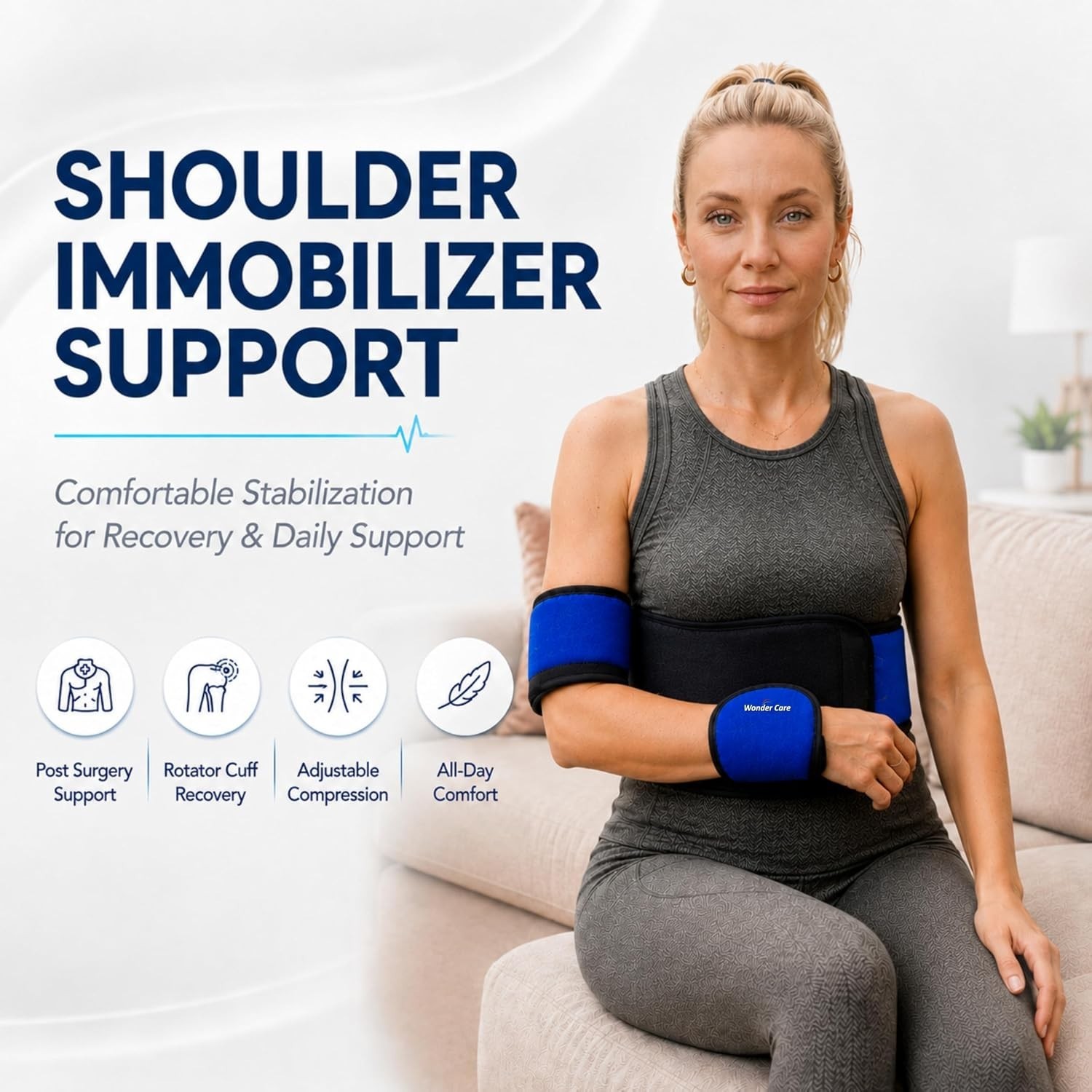 Shoulder Immobilizer Arm Sling Elastic Brace for Clavicle Collar Bone Disloca…