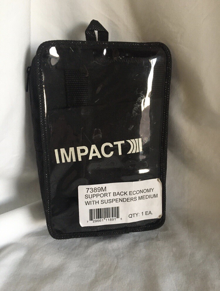 Impact Lumbar Adjustable Back Support Brace W/ Suspenders Sz Medium