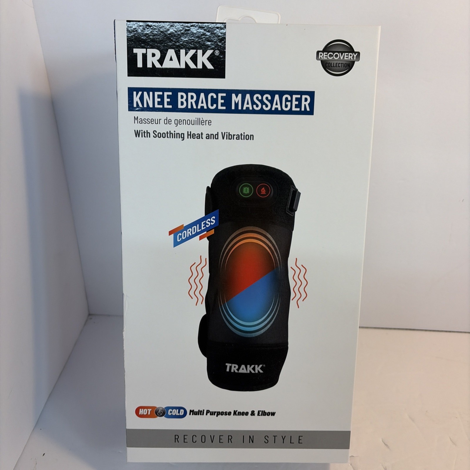 TRAKK Black Hot & Cold Knee Brace Massager with Soothing Vibration One Size/New