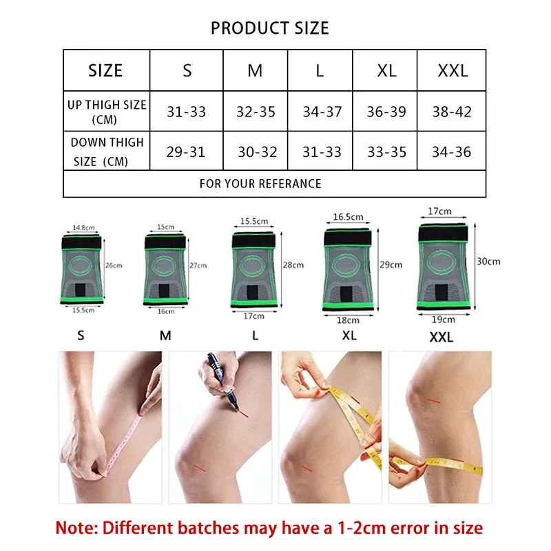 Knee Sleeve Compression Brace Support For Sport Joint Pain Arthritis Relief