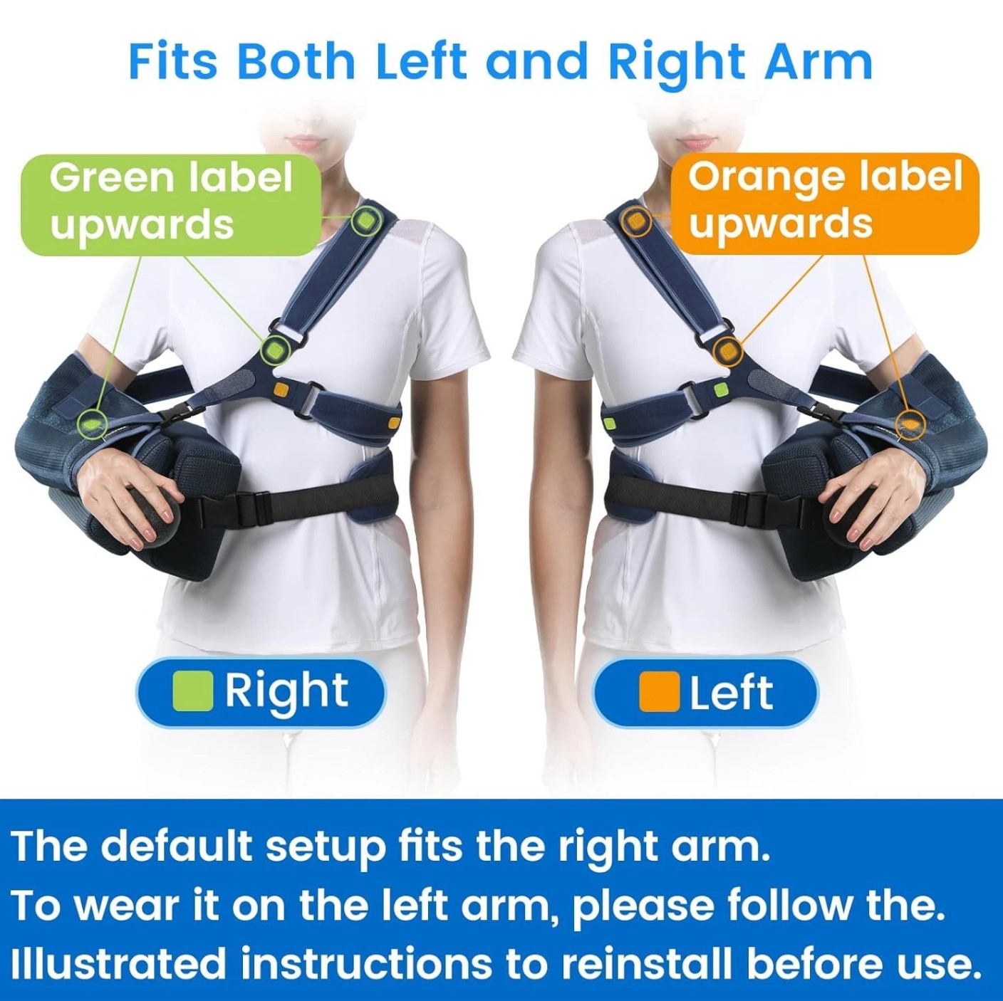 Large Velpeau Shoulder Abduction Sling Removable Pillow Left or Right L Bust﹥41″