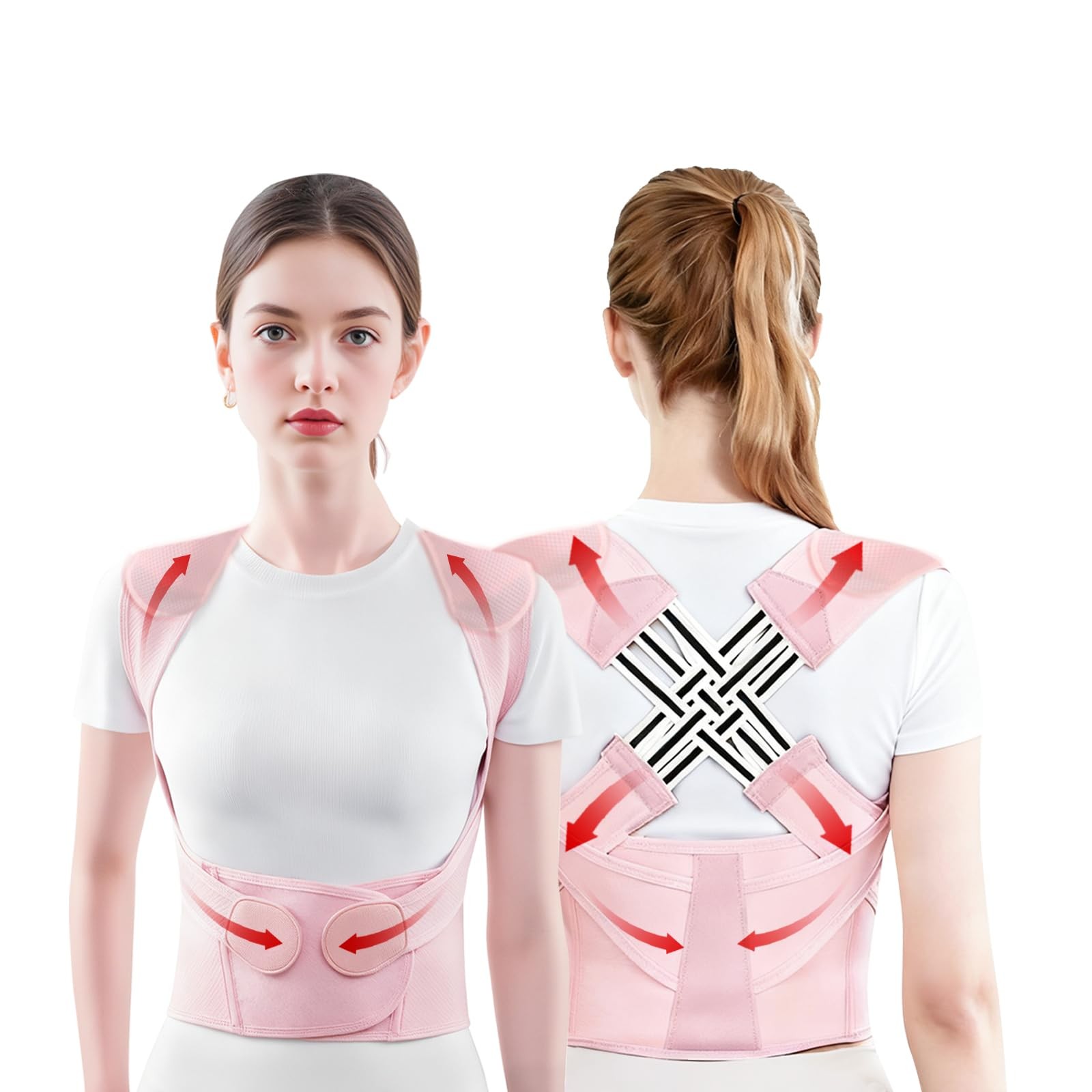 ZEYOHUAN Back Brace Posture Corrector for Women, Pink, Sizs XL, X-Large, Pink