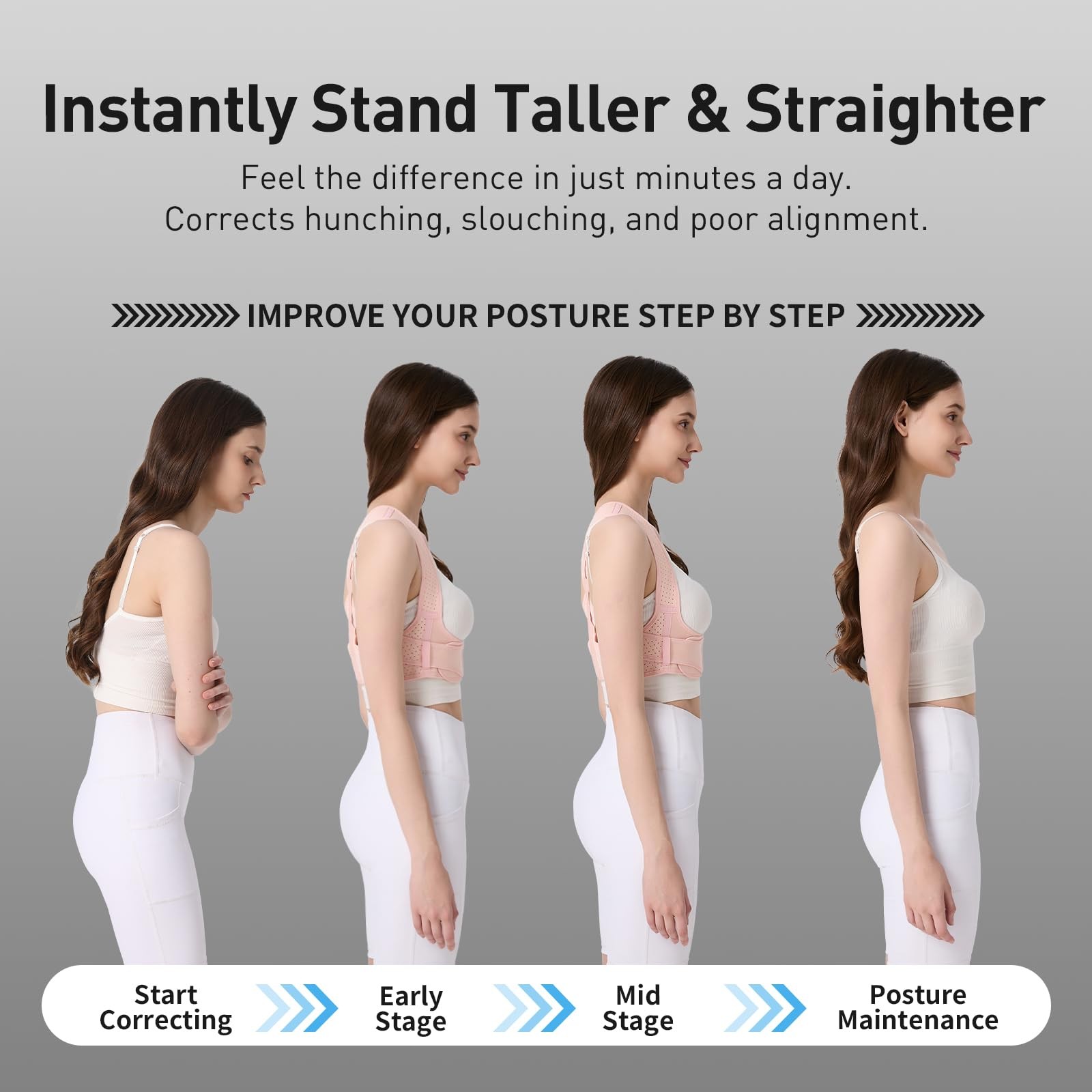 WNIEYO Back Brace Posture Corrector for Women Shoulder Straightener M/L, Pink