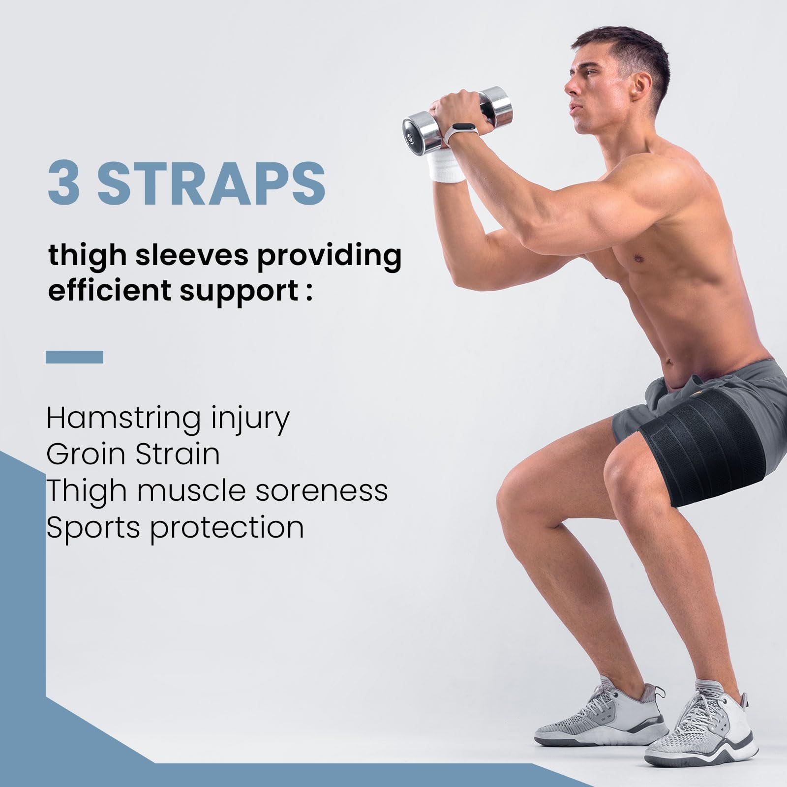 Hamstring Compression Sleeve with 3 Adjustable Straps,Thigh Compression Sleev…
