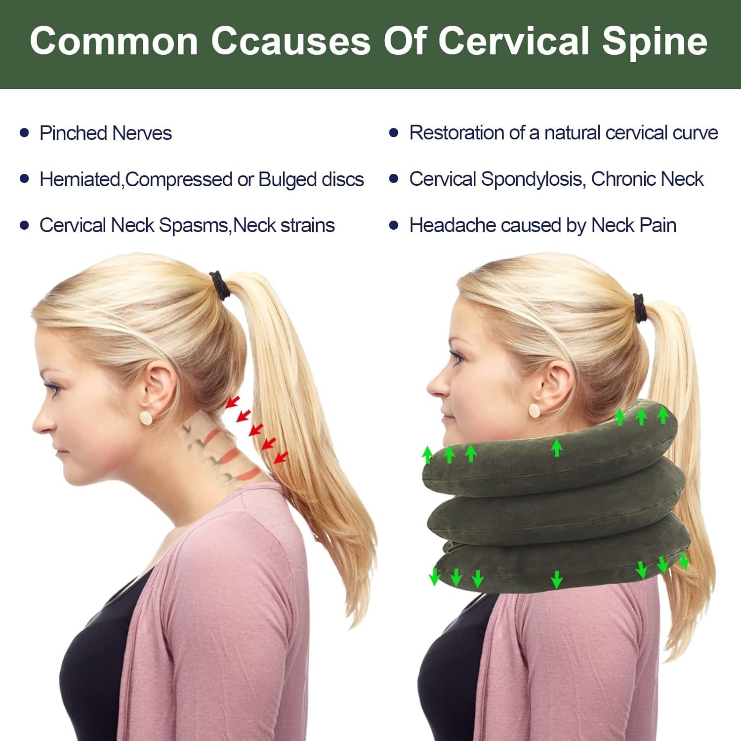 Lightweight Inflatable Cervical Device: Relief for Neck Discomfort & Stiffness