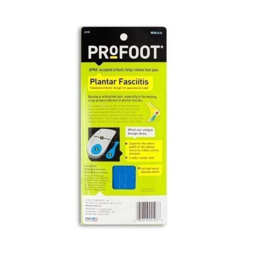 ProFoot Plantar Fasciitis Heel Insert Patented Orthotic Design Men’s 8-13 1 Pair