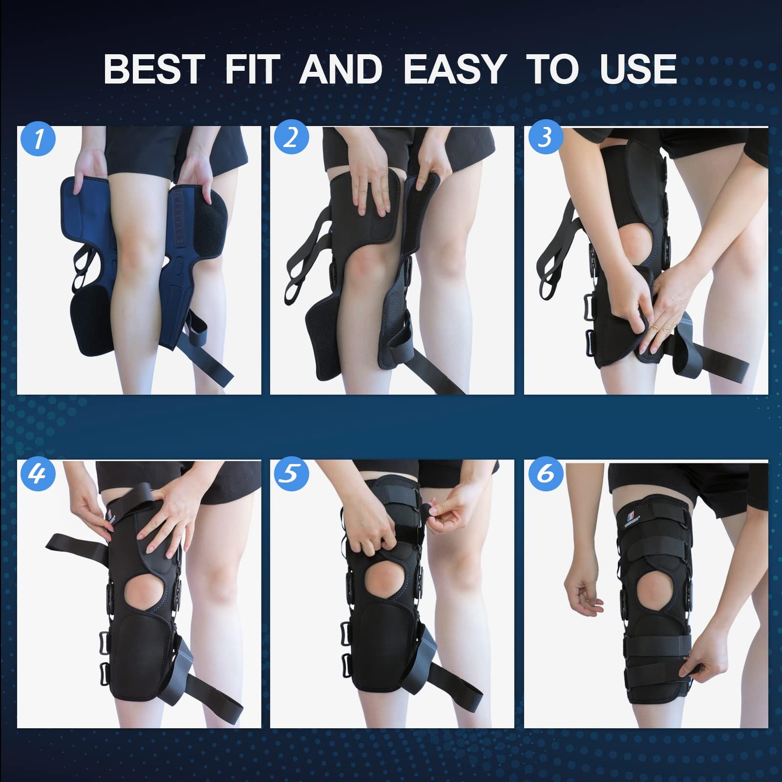16inch Tall Hinged Knee Brace for Men/Women with Full Support with 4 Compress…