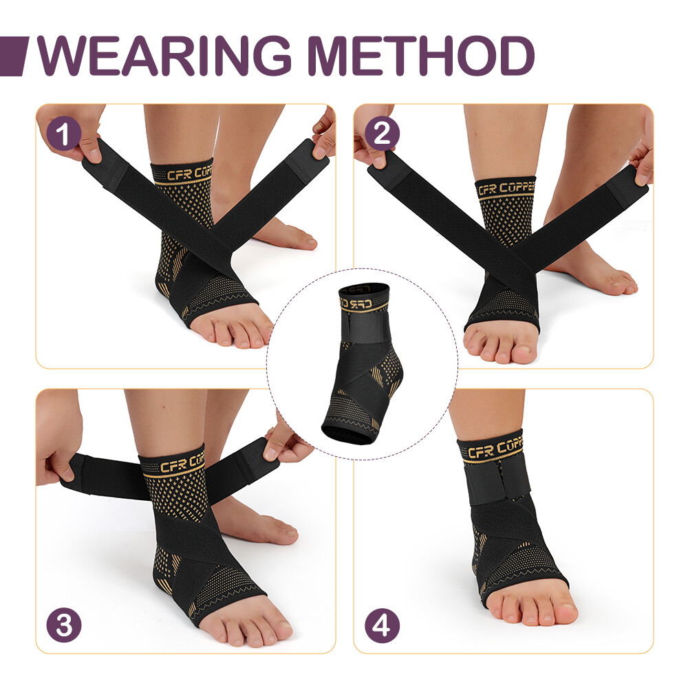 Copper Ankle Brace Adjustable Compression Sleeve Heel Brace Achilles Tendonitis