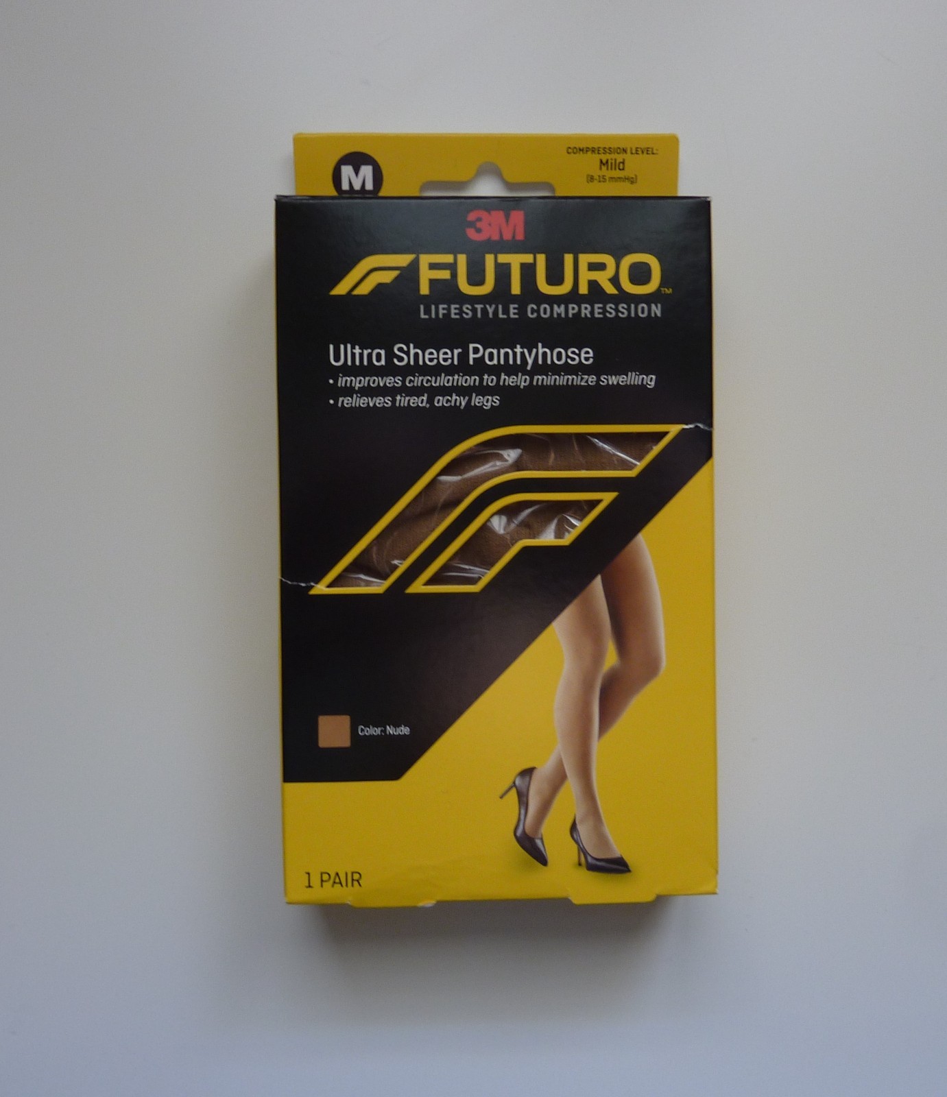 3M Futuro Ultra Sheer Pantyhose Mild Size M Compression Silky Soft Nude 1Pair
