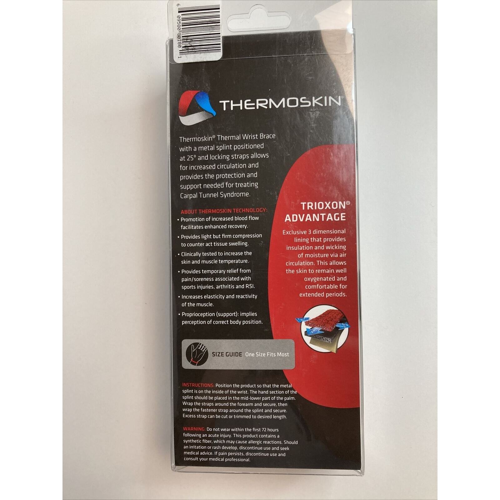 Thermoskin Thermal Adjustable Left Wrist Brace Black One Size Fits Most