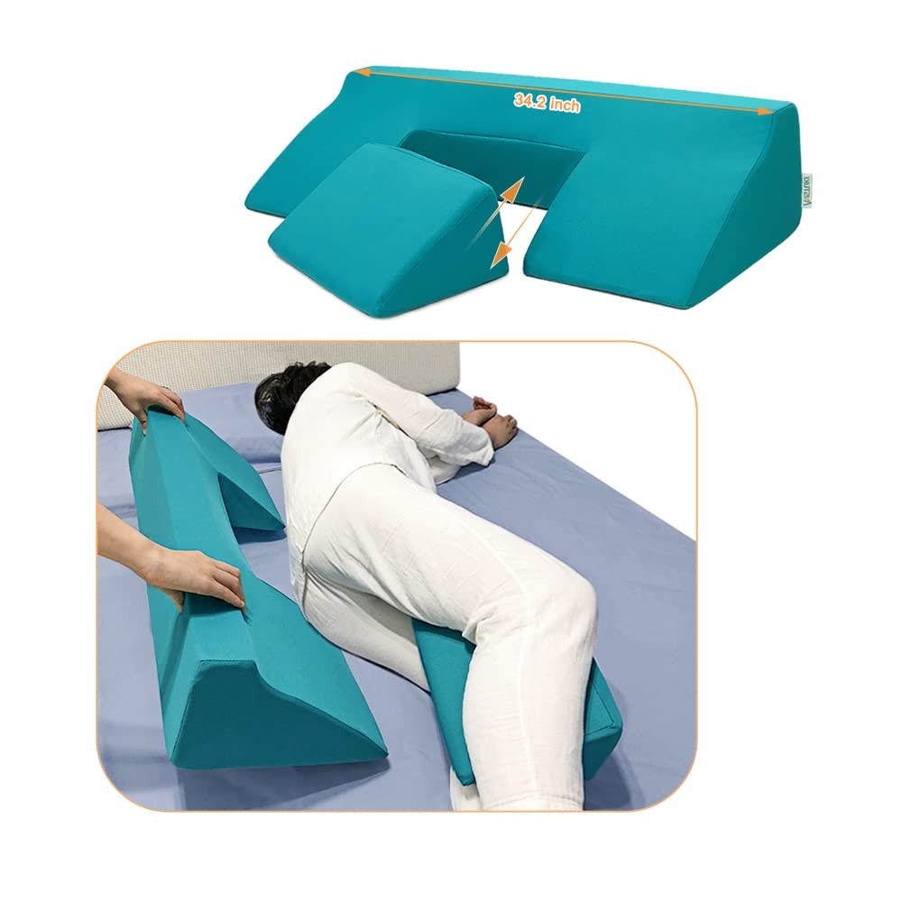 Bedsore Turning Wedge Pillow Side Sleeping Body 34.2 x 12 x 7 inches, Green