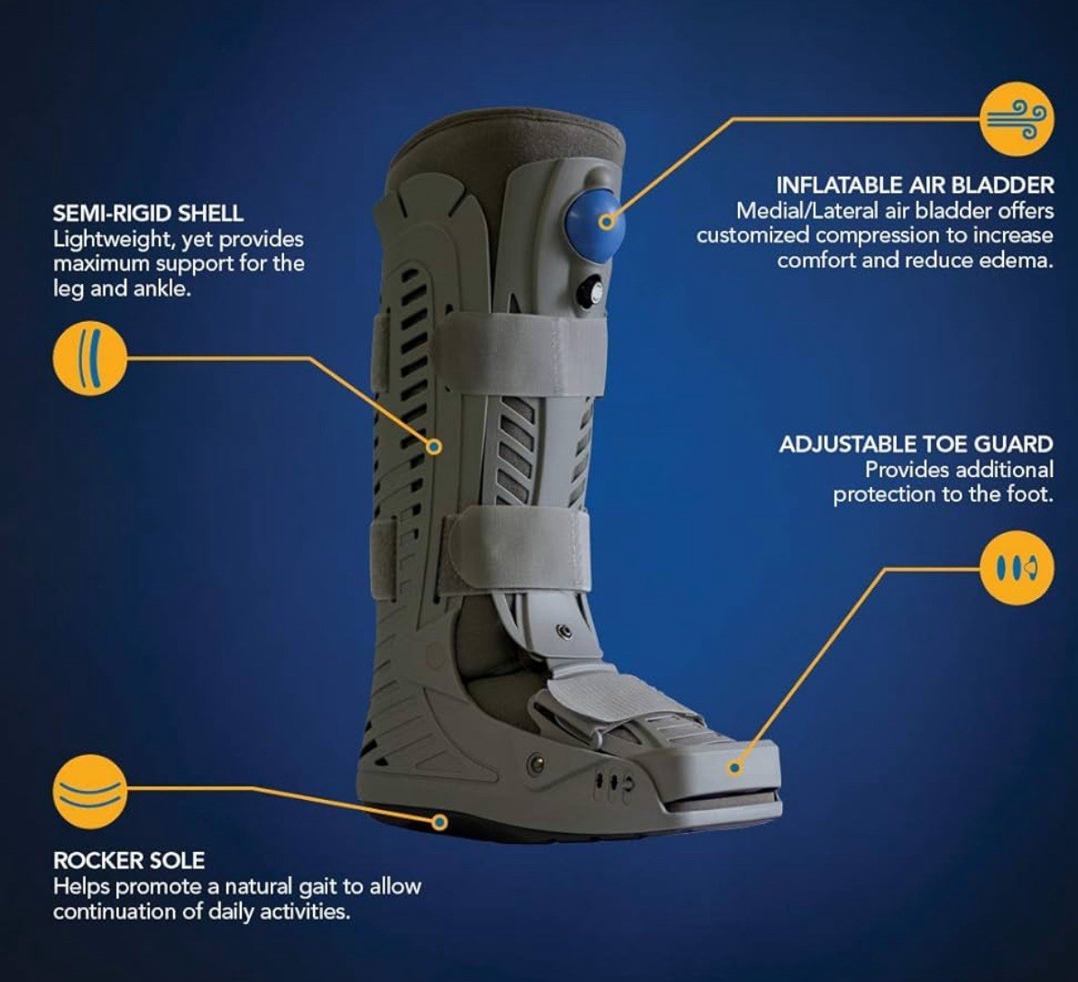 United Ortho 360 Standard Air Walker Boot Adjustable Compression Gray/Blue
