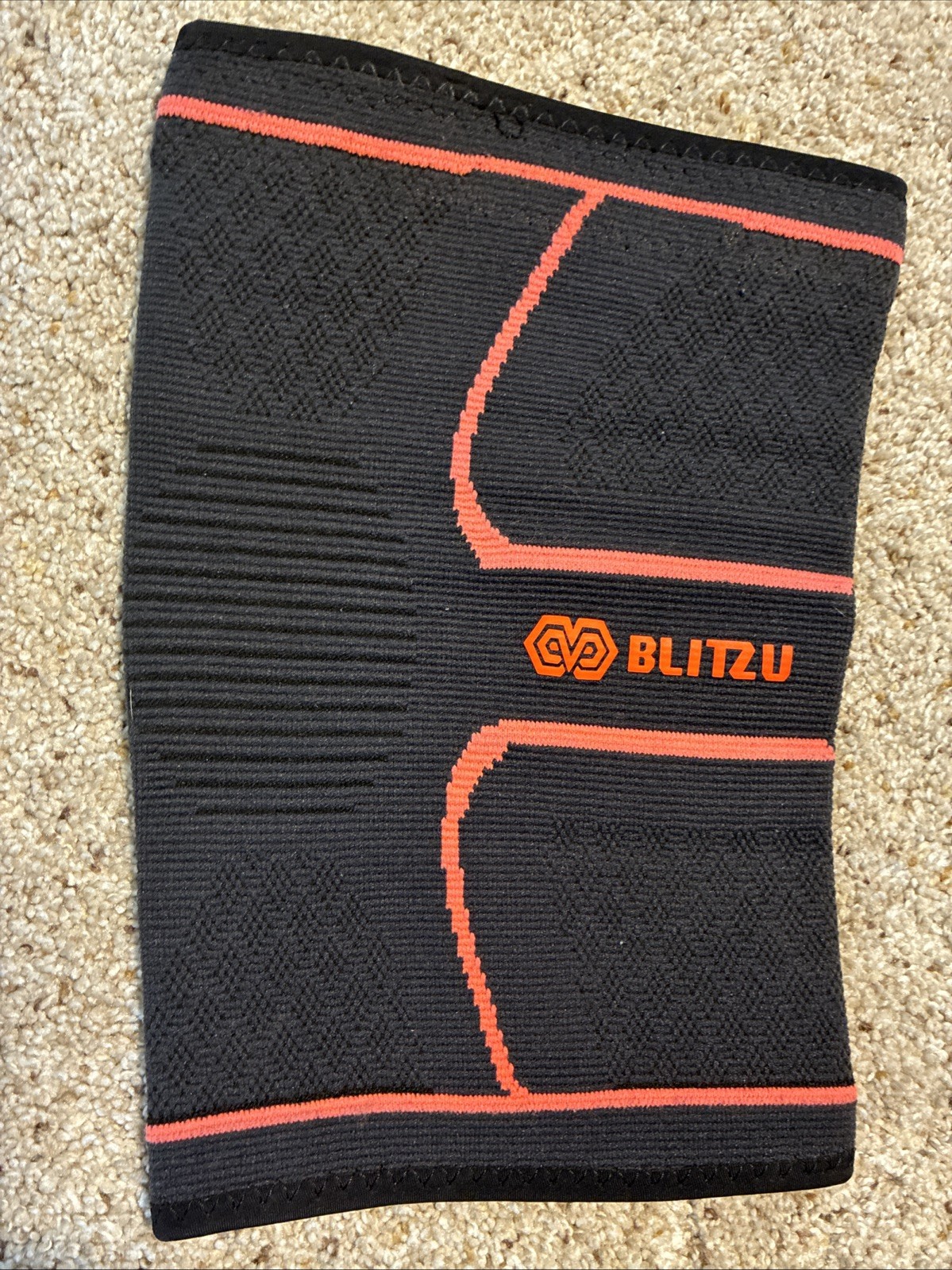 Blitzu Knee Compression Sleeve Support Brace Large Orange & Black