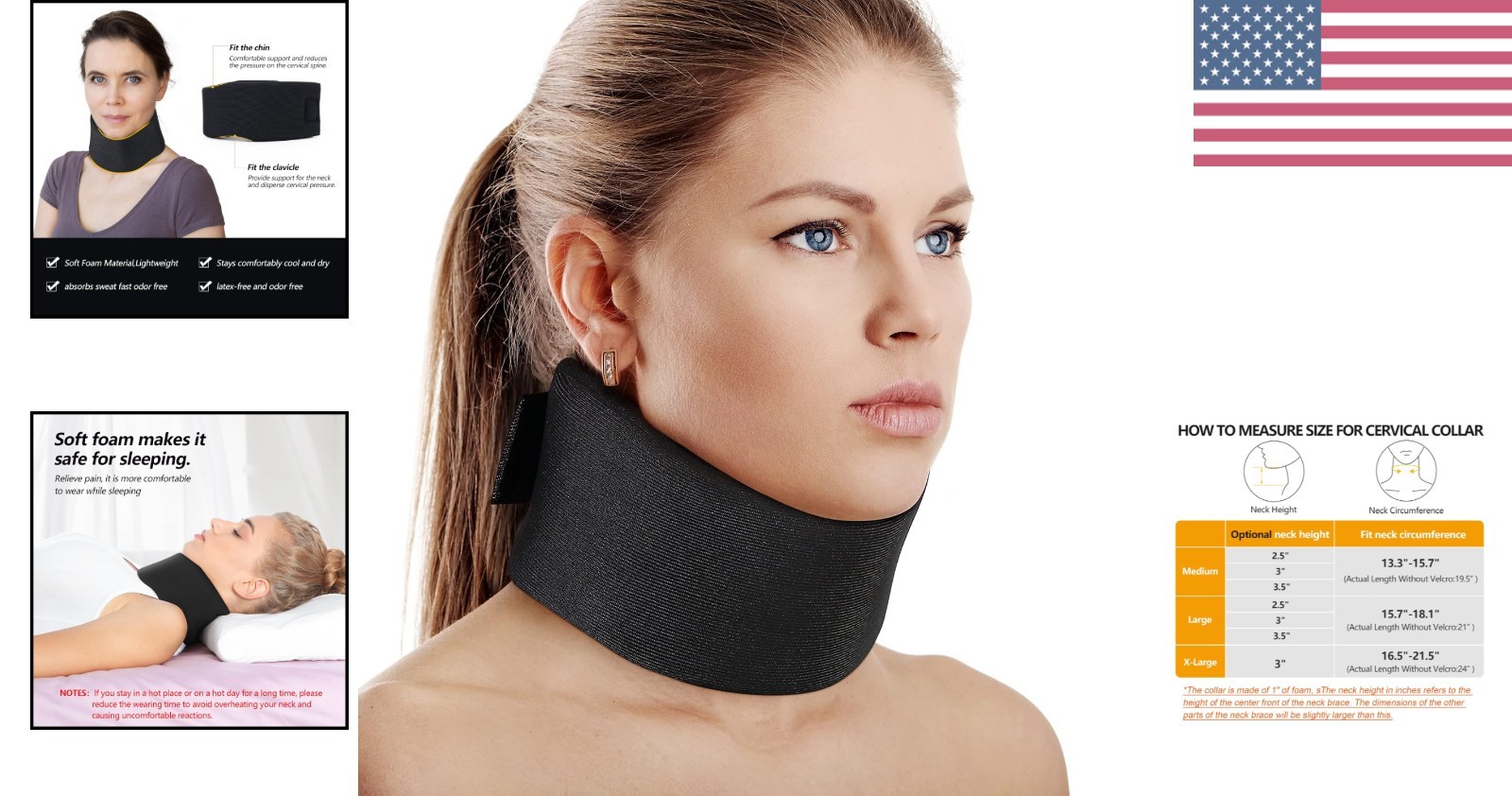 Soft Foam Neck Brace Universal Cervical Collar, Adjustable Neck Support Brace…