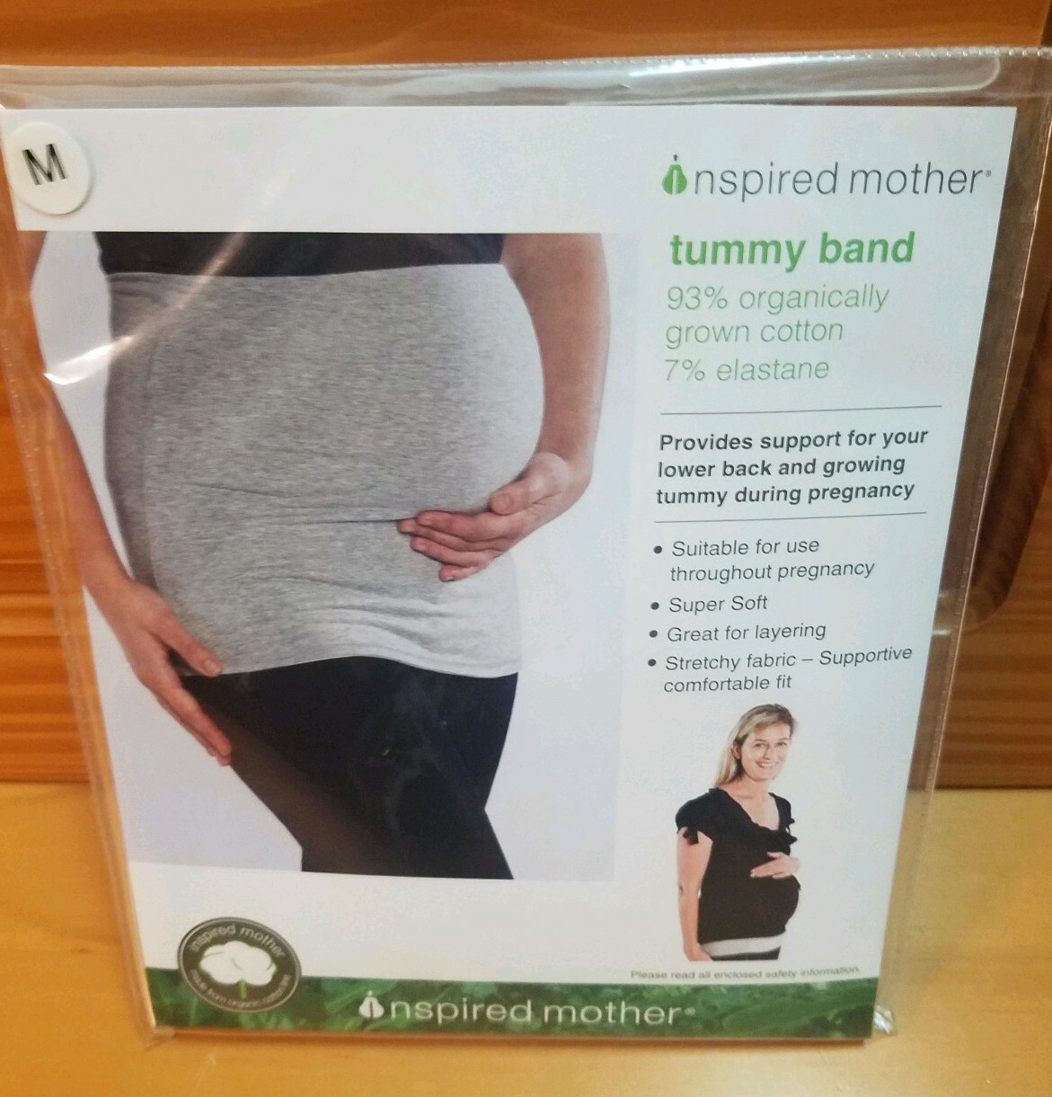 Inspired Mother WHITE Med Pregnant Postpartum Maternity Back Support tummy band