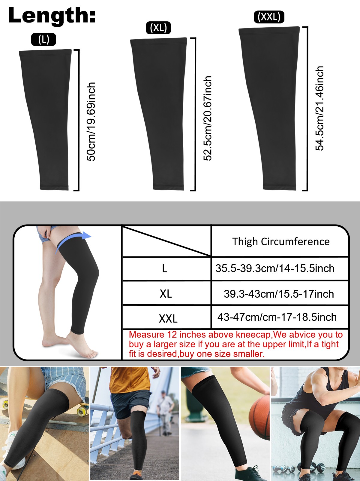 Copper Infused Leg Brace Knee High Compression Sheath Socks Support Pain Relief