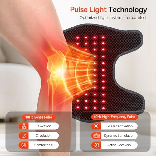 Red Light Therapy Knee Massager 660nm & 850nm, Heated Vibration Knee Brace Grey