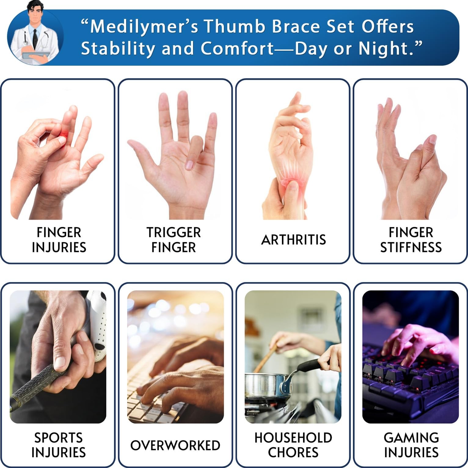 Thumb Brace (2 Pack) Trigger Splint, Cast for Pain Relief
