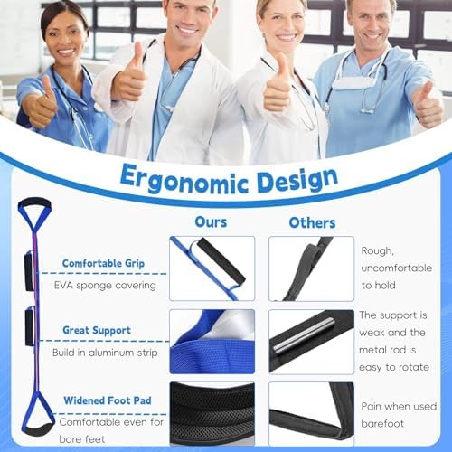 36 Inch Long Leg Lifter, Rigid Leg Lifter Strap With EVA Handgrips &Foot Loop, L