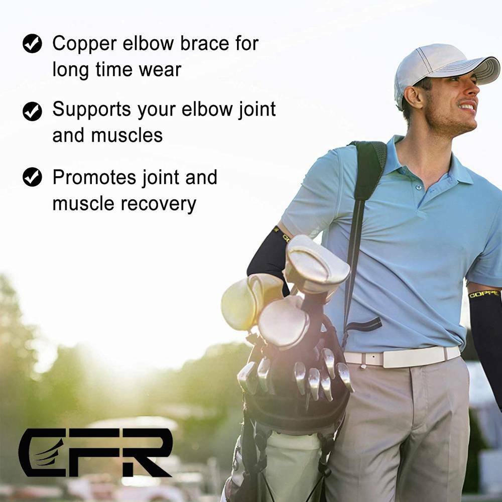 Copper Compression Sleeve Arm Elbow Support Brace Joint Pain Arthritis Fitness