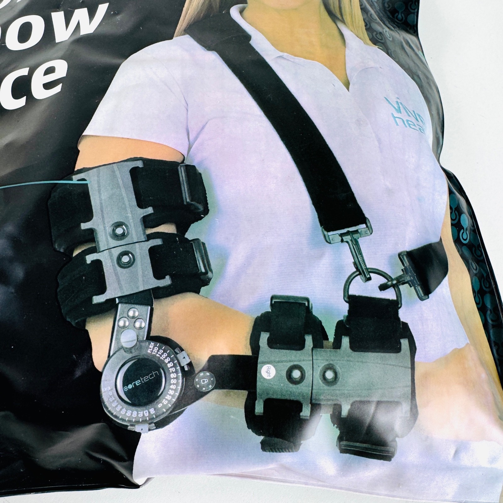CoreTech Elbow Brace RIGHT Arm ROM Adjustable Hinged Support Splint SUP2069BLKR