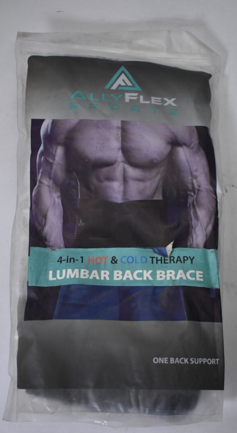 AllyFlex Sports 4 in 1 Hot & Cold Therapy Lumbar Back Brace Support Black