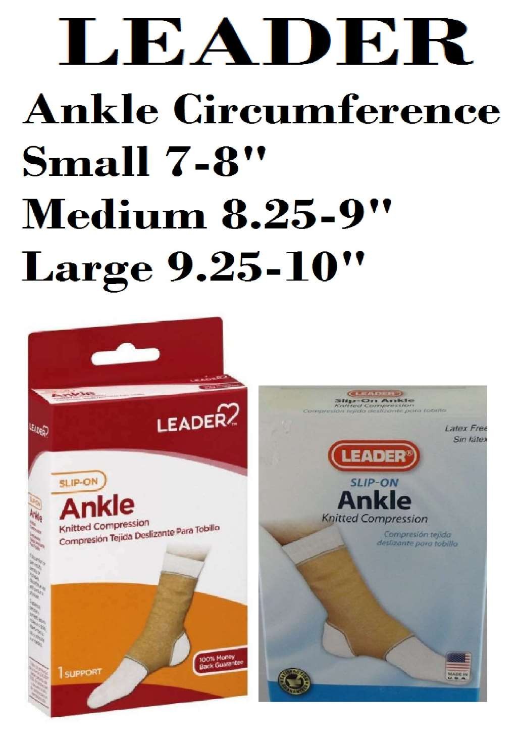 Leader Ankle Support Elastic Slip-On Large