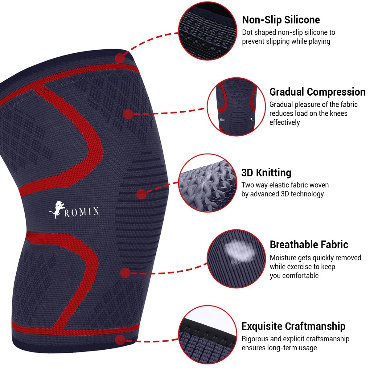 1Pair Knee Compression Sleeves Basketball volleyball Brace Support For Women Men