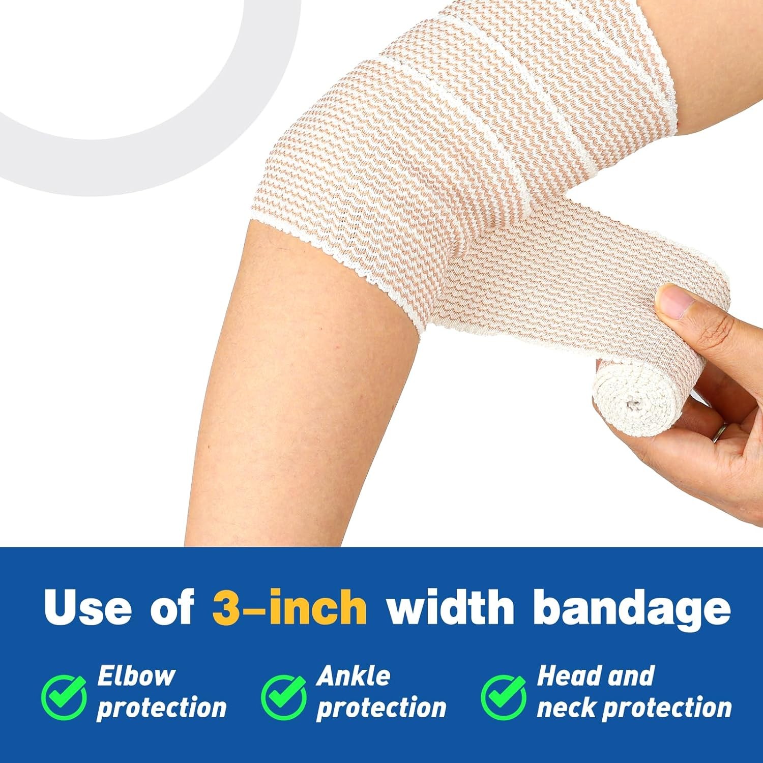 Premium 4 Pack Elastic Compression Bandage Wraps Latex-Free for Legs & Body
