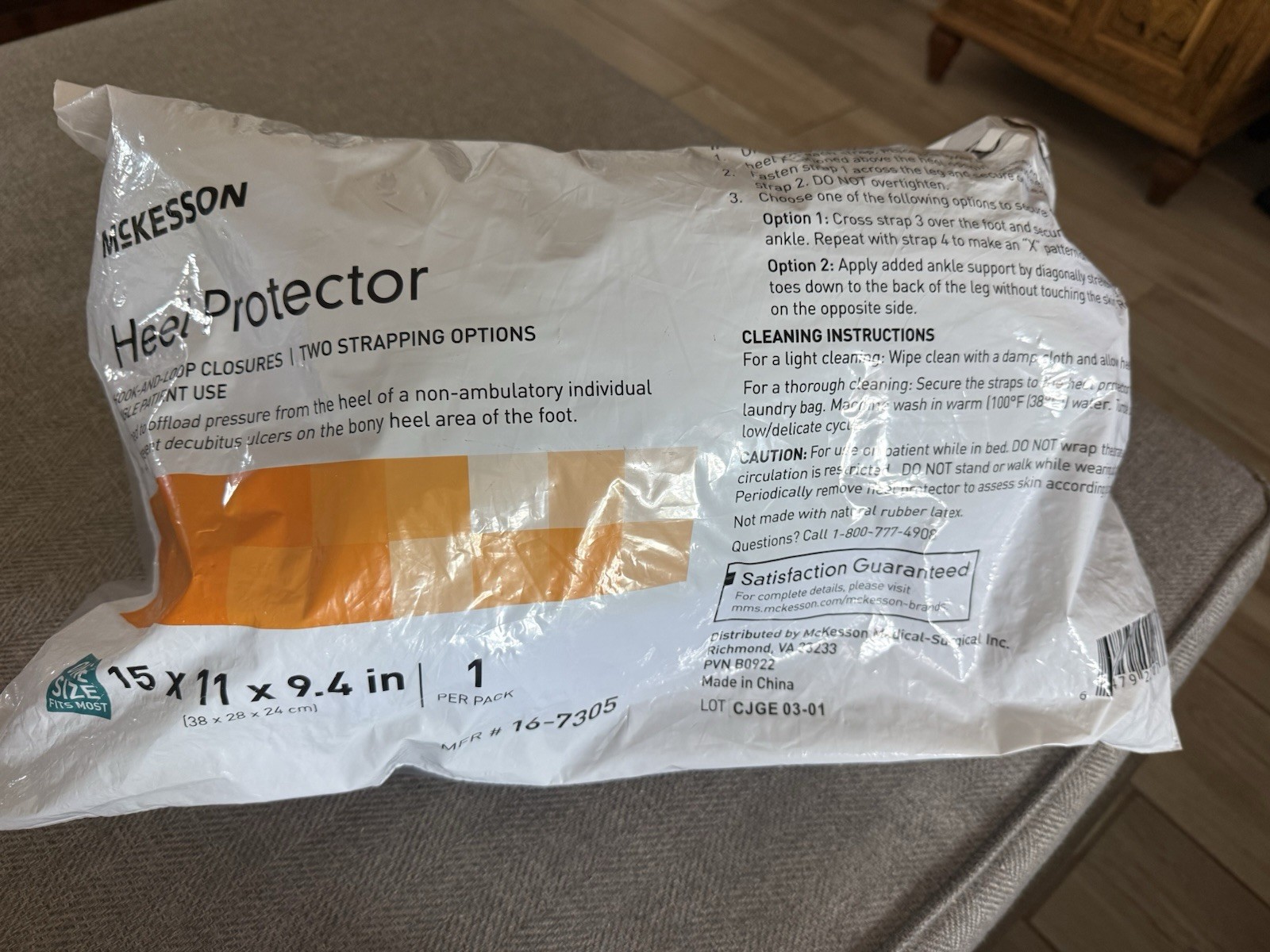 McKesson Heel Protector Pad Soft Boot 15x11x9 OSFM Model 16-7305 Blue