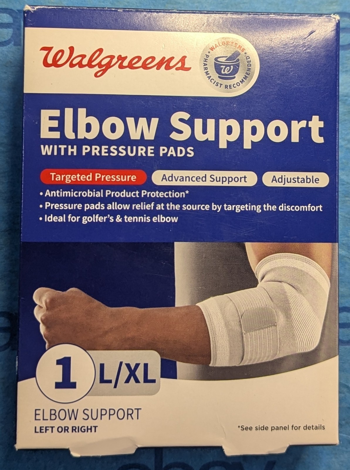 Walgreens Elbow Support with Targeted Pressure Pads Advanced Support L/XL New