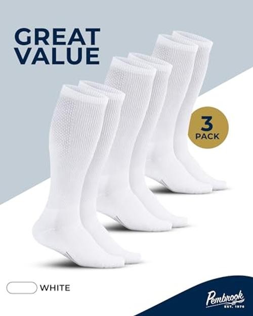 Light Compression Socks for Men & Women – 3 Pairs | 8 X-Large White – 3 Pairs