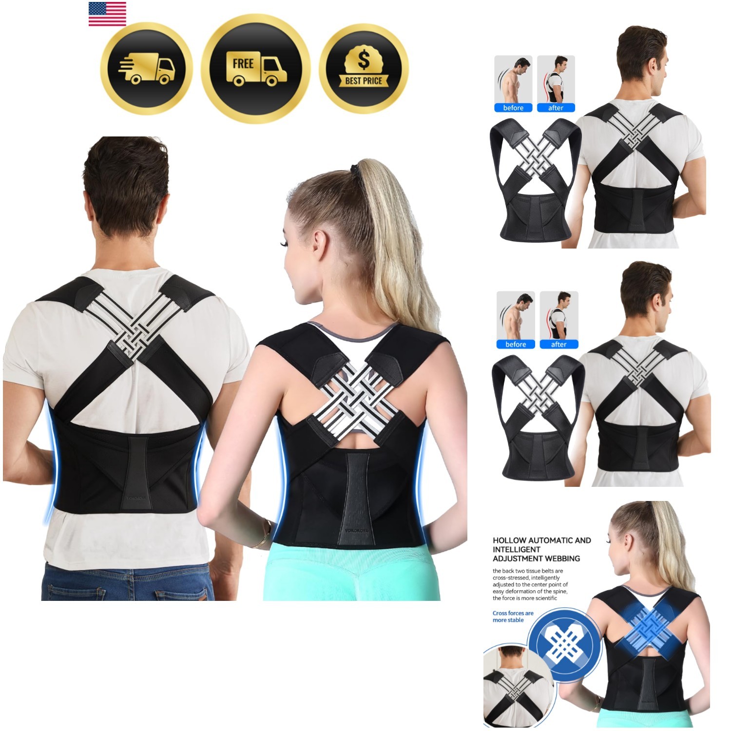 Posture Corrector for Women and Men,Adjustable Shoulder Straightener,Back Sup…