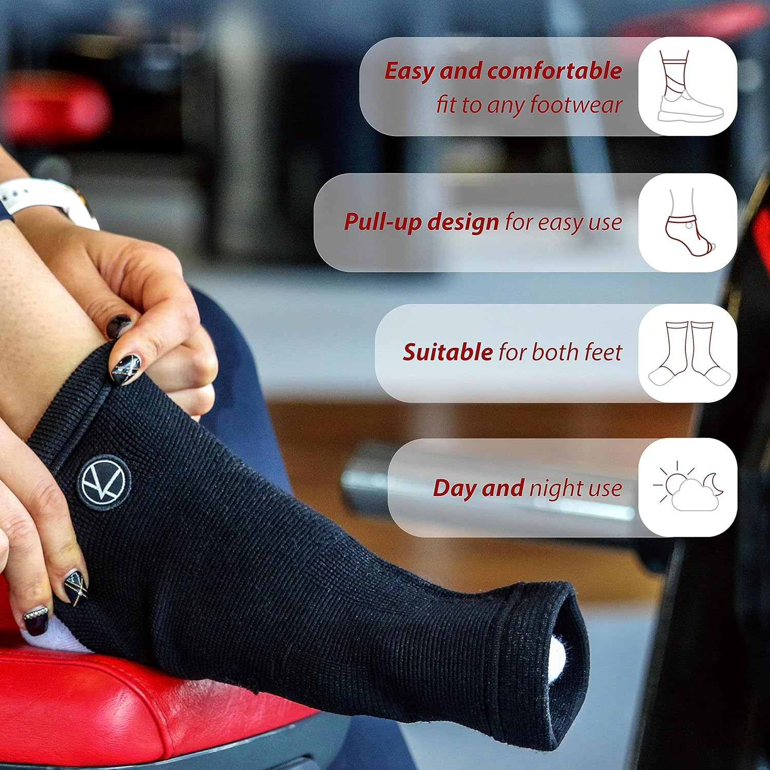 Ankle Compression Sleeve with Compression Support Strap. Achilles Tendon Support